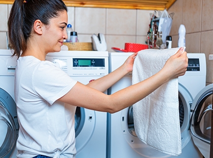 woman washing clothes