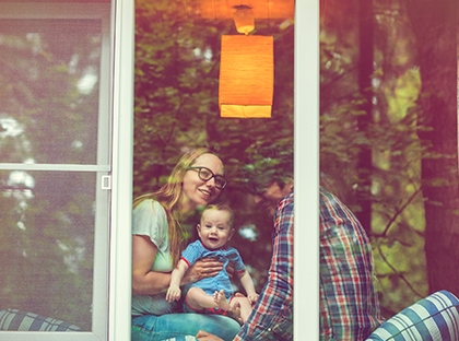 Family in window