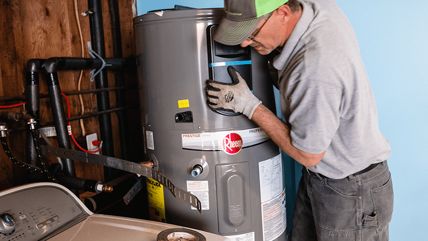 contractor installing water heater