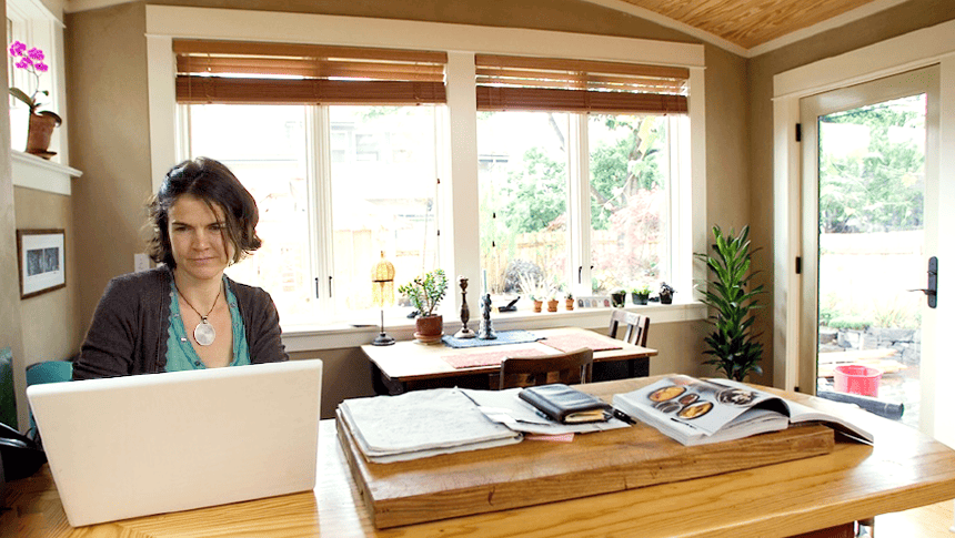 woman working at computer