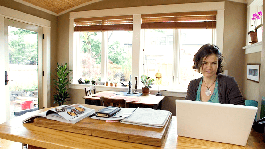 woman working at computer