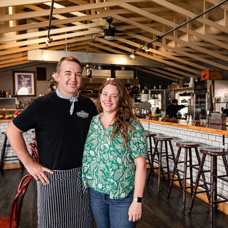 woman and man in restaurant